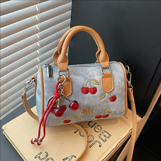 Clea Embroidered Denim Crossbody Bag