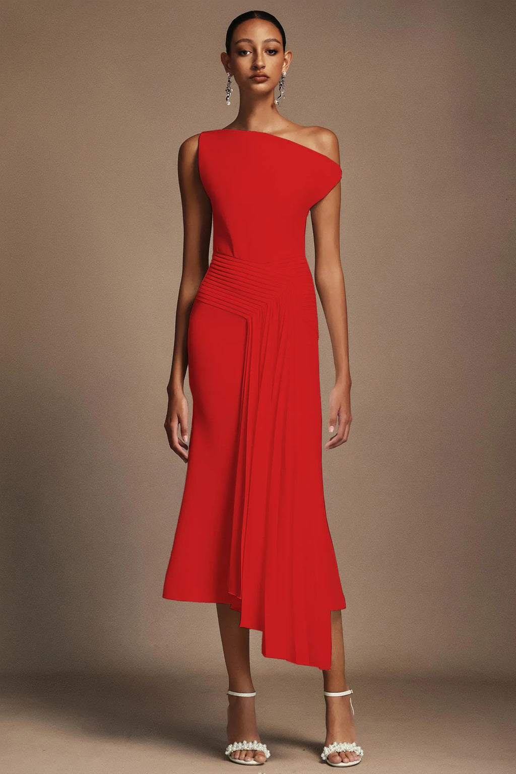Jillian Oblique Shoulder Dress