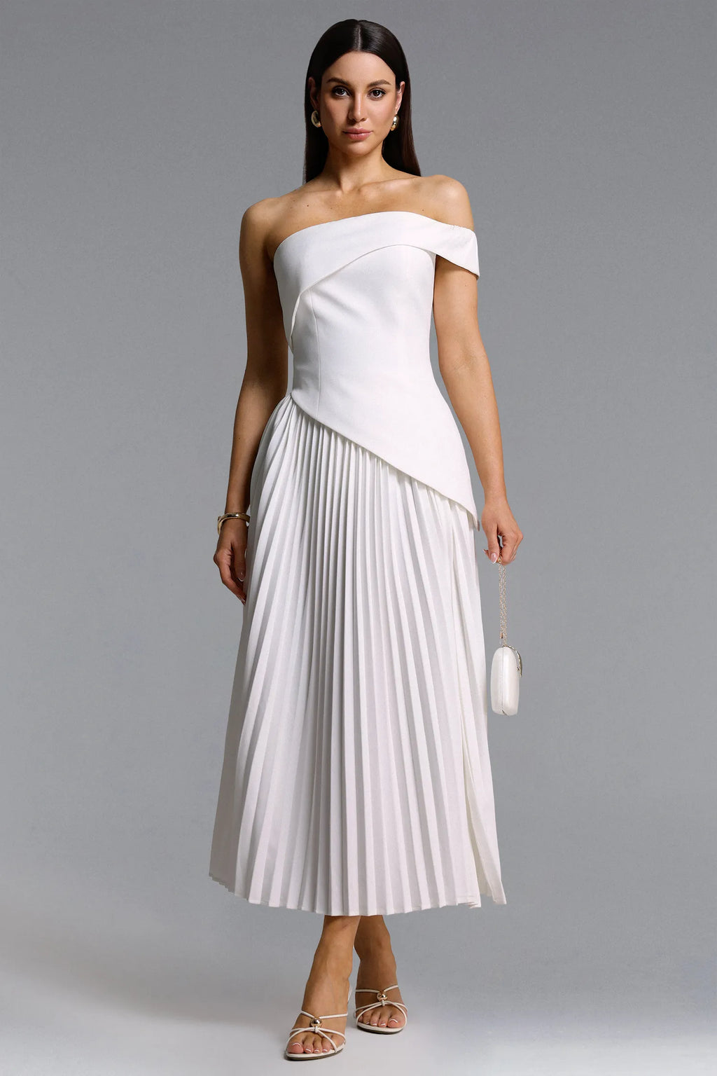 Vickee Asymmetric Pleated Dress