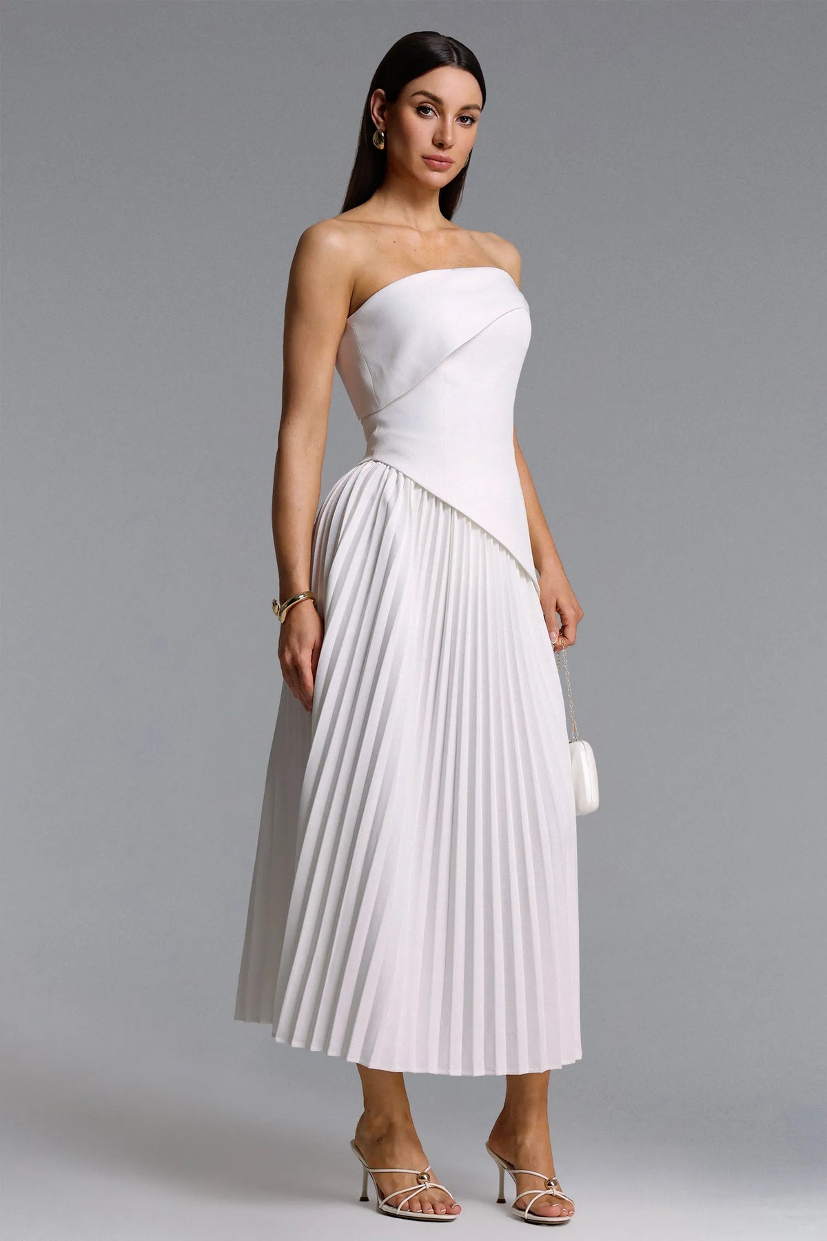 Vickee Asymmetric Pleated Dress