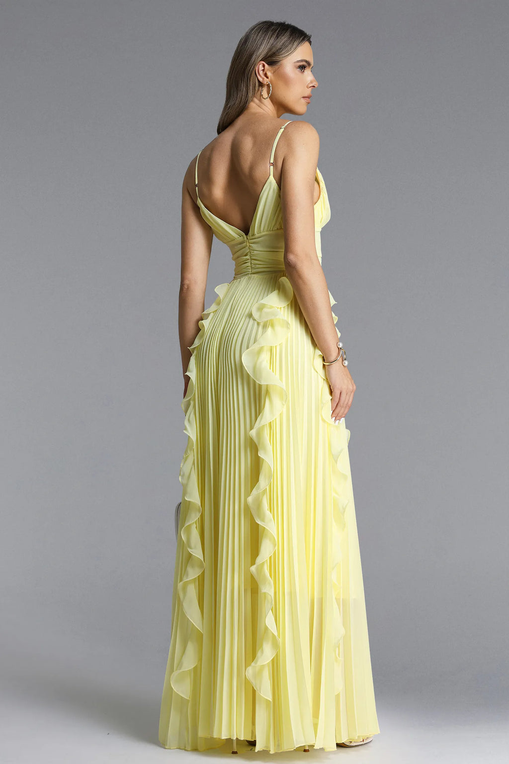 Viky Pleated Flowy Maxi Dress