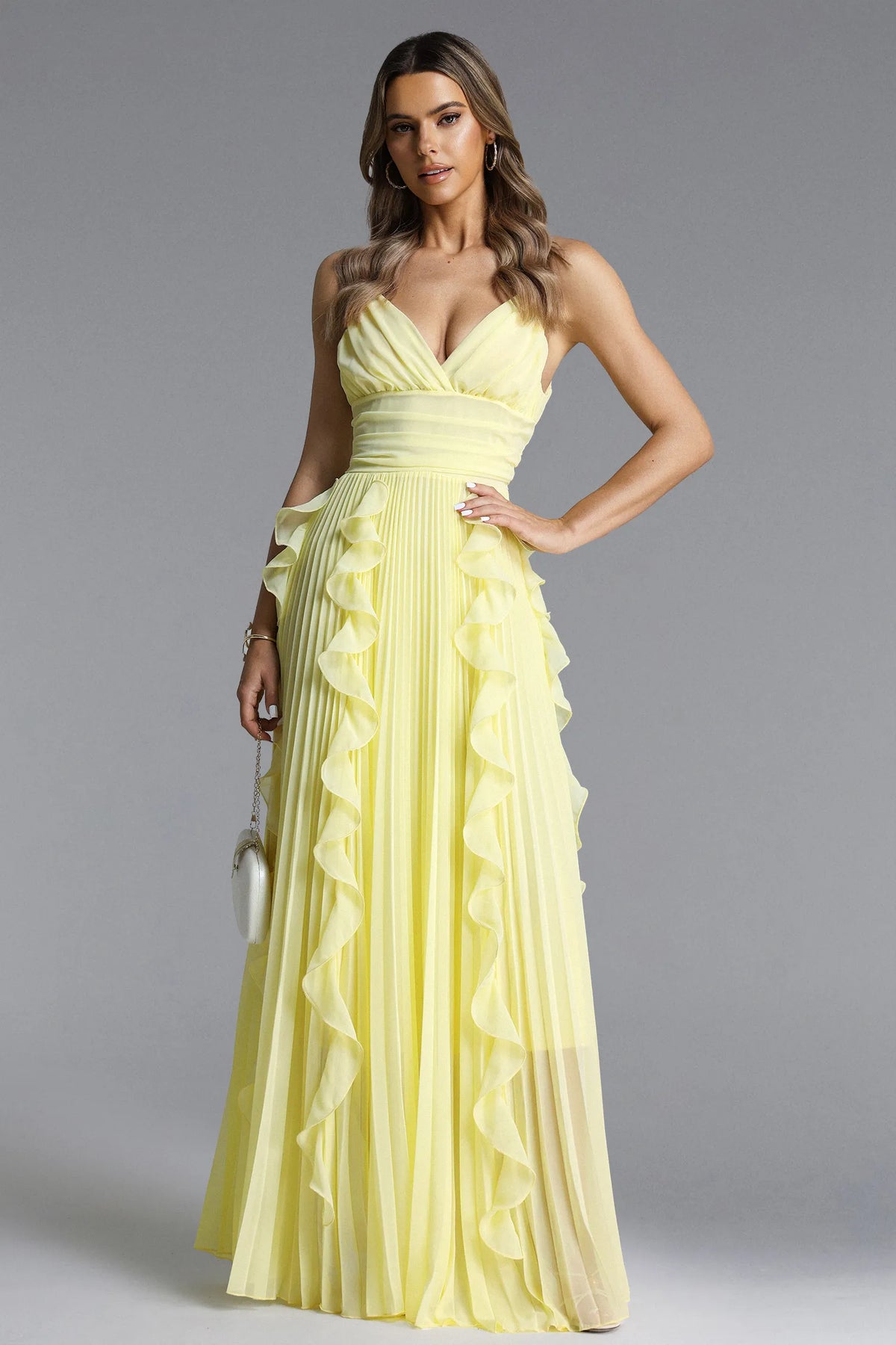 Viky Pleated Flowy Maxi Dress