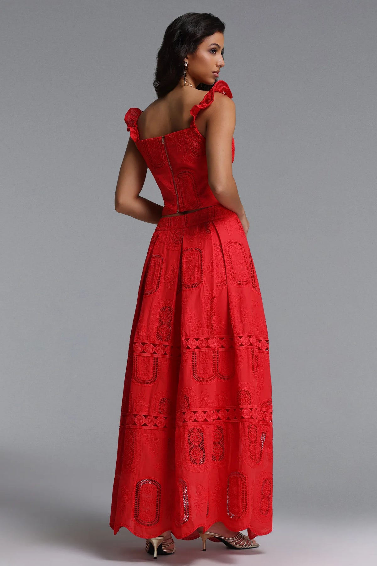 Lali V Neck Woven Skirt And Top Set