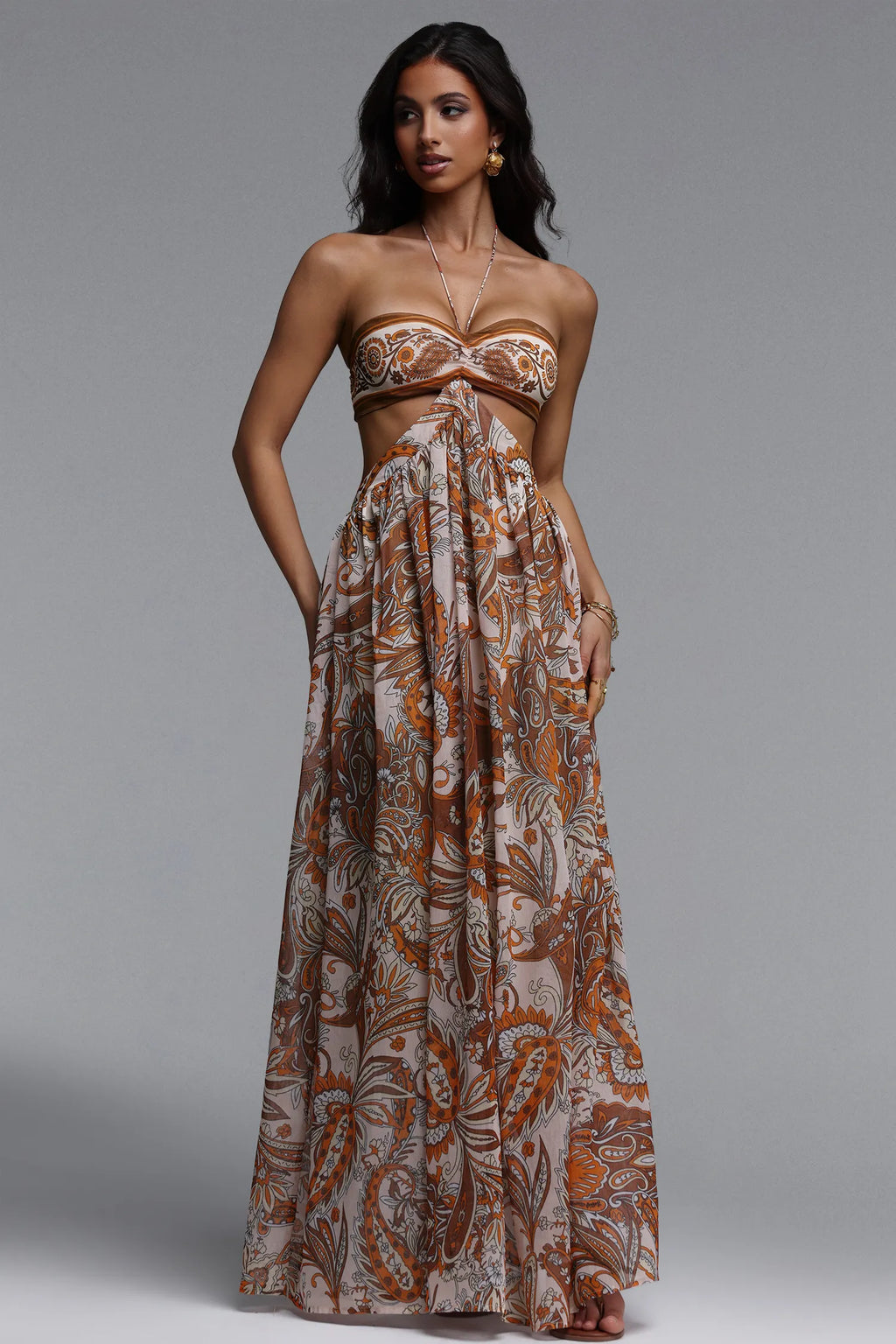 Polasa Floral Print Maxi Dress