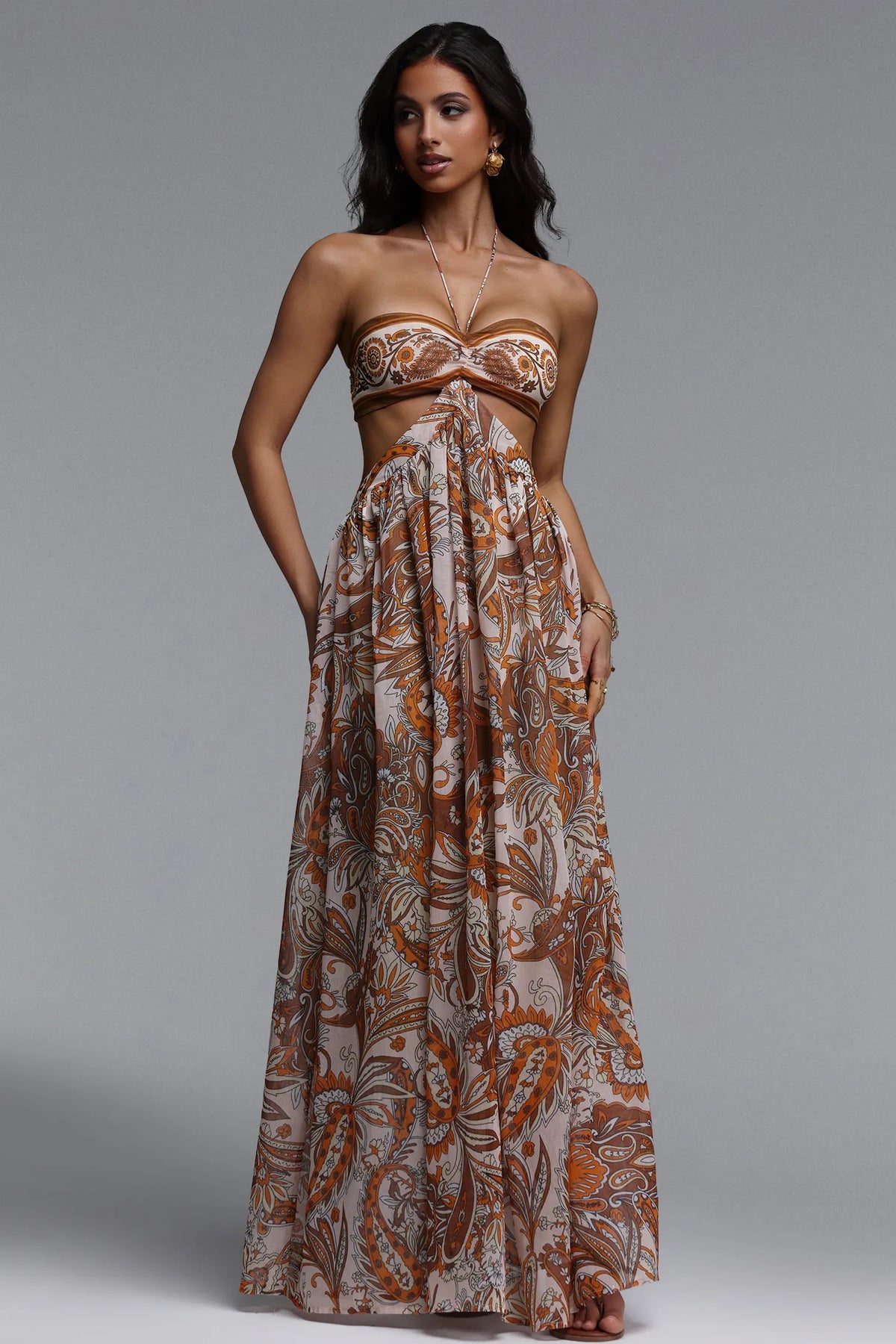 Polasa Floral Print Maxi Dress