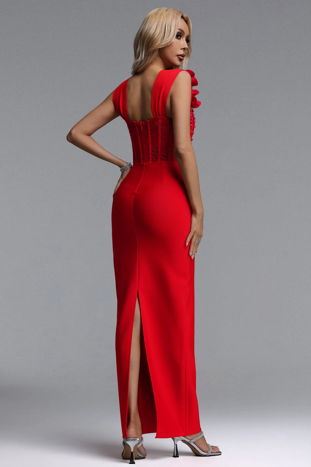 Oria Square Neck Pearl Dress