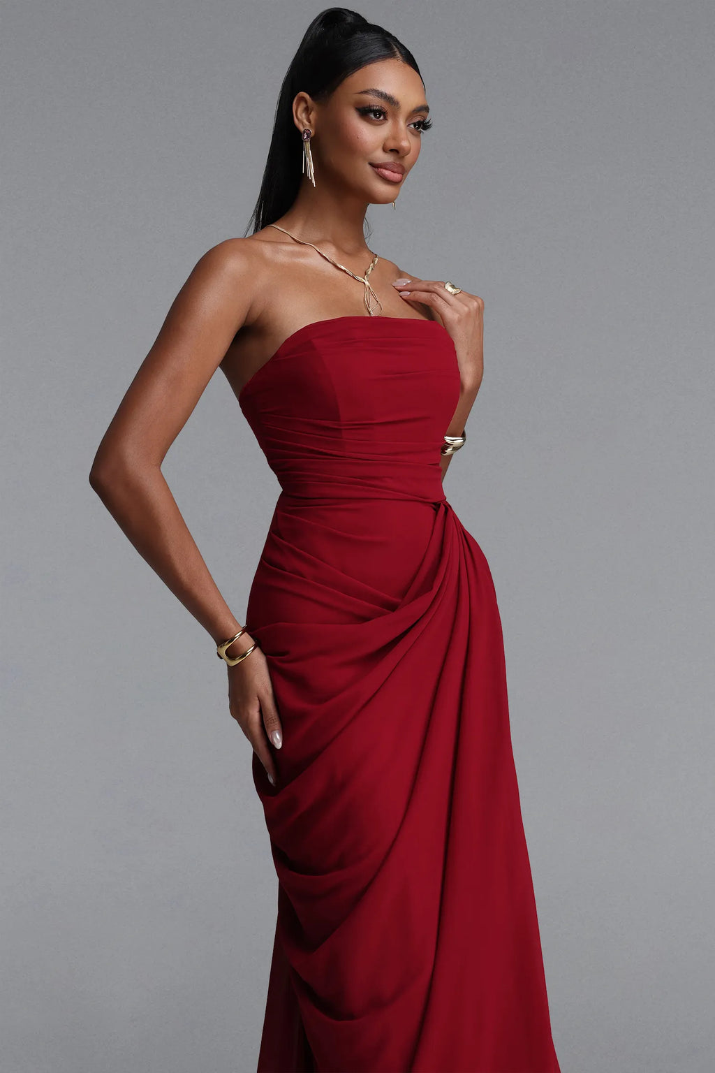 Tazeda Strapless Ruched Dress