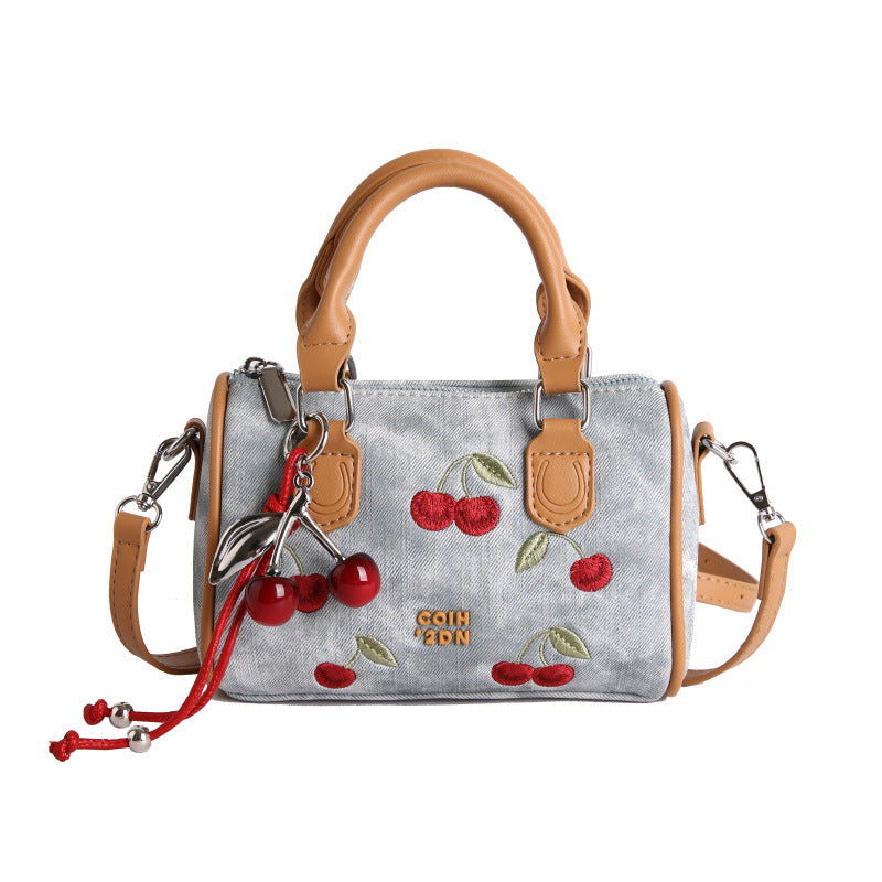 Clea Embroidered Denim Crossbody Bag