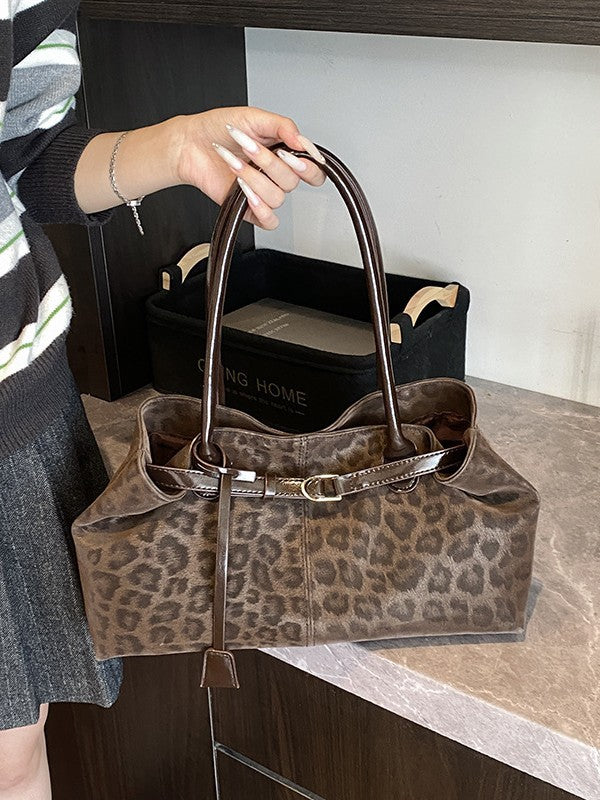 Rumi Retro Leopard Print Canvas Tote Bag