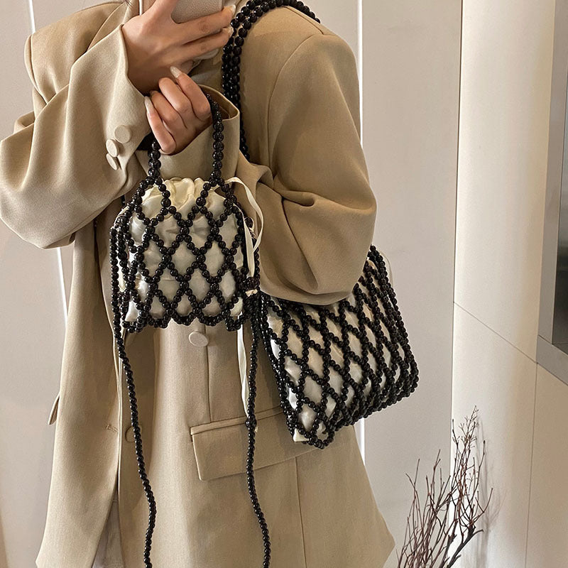 Zoe Beaded Woven Shoulder Handbag