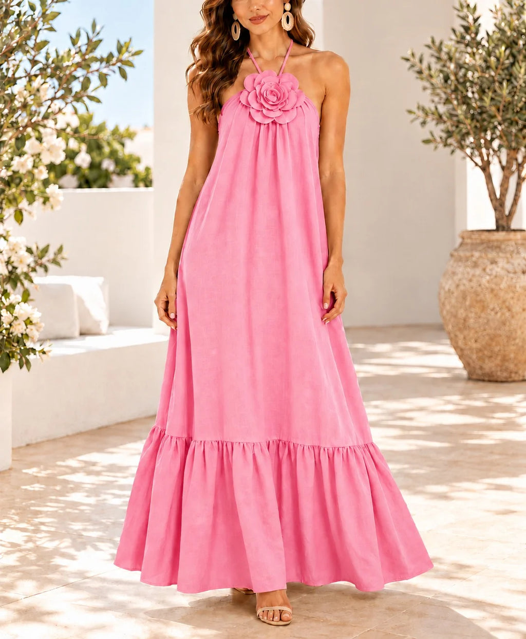 Belle Flower Tie Maxi Dress