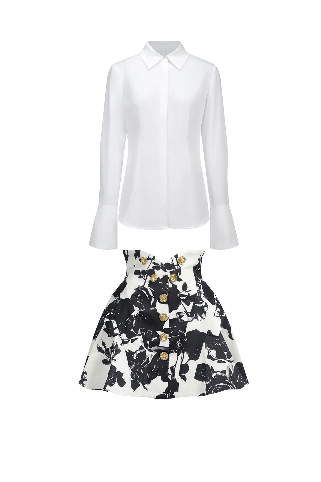Eithne Long Sleeve Printed Mini Skirt Set