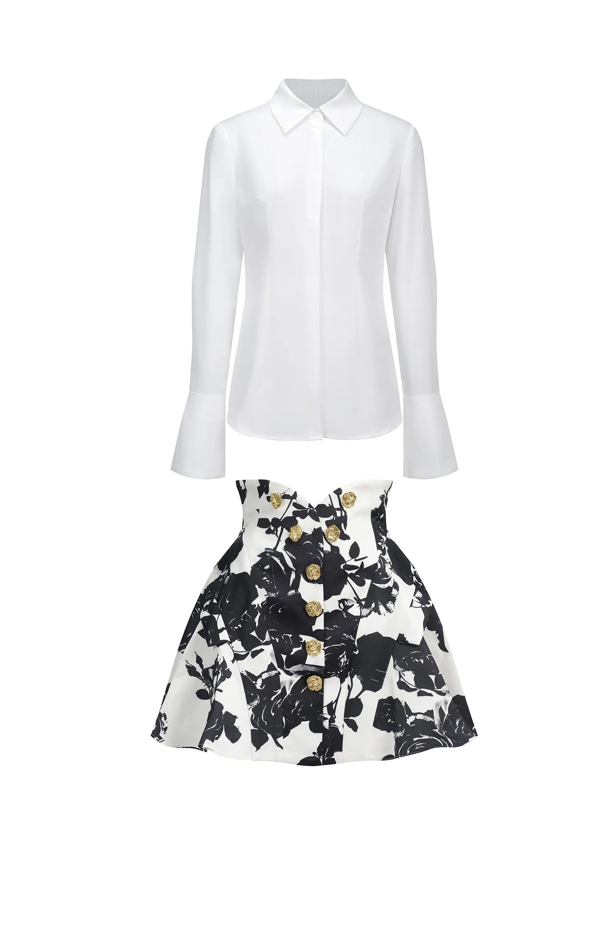 Eithne Long Sleeve Printed Mini Skirt Set
