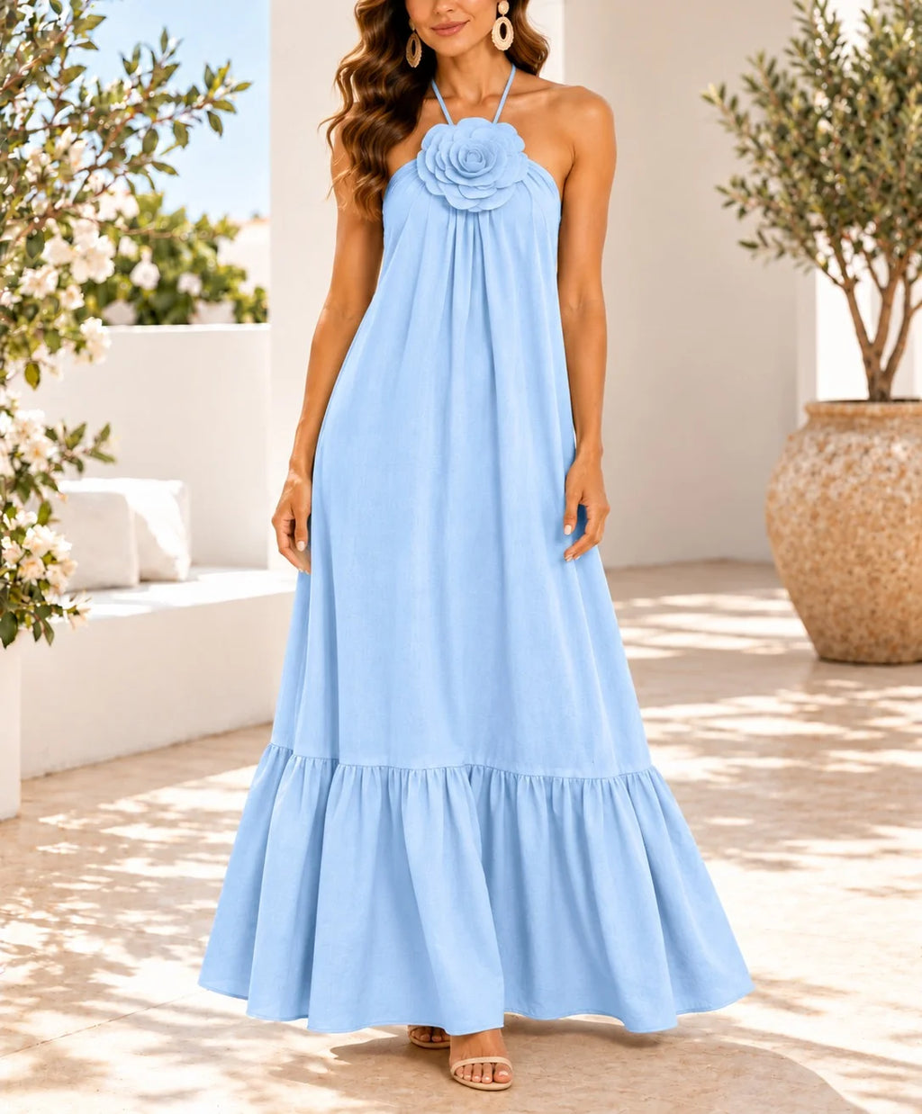 Belle Flower Tie Maxi Dress