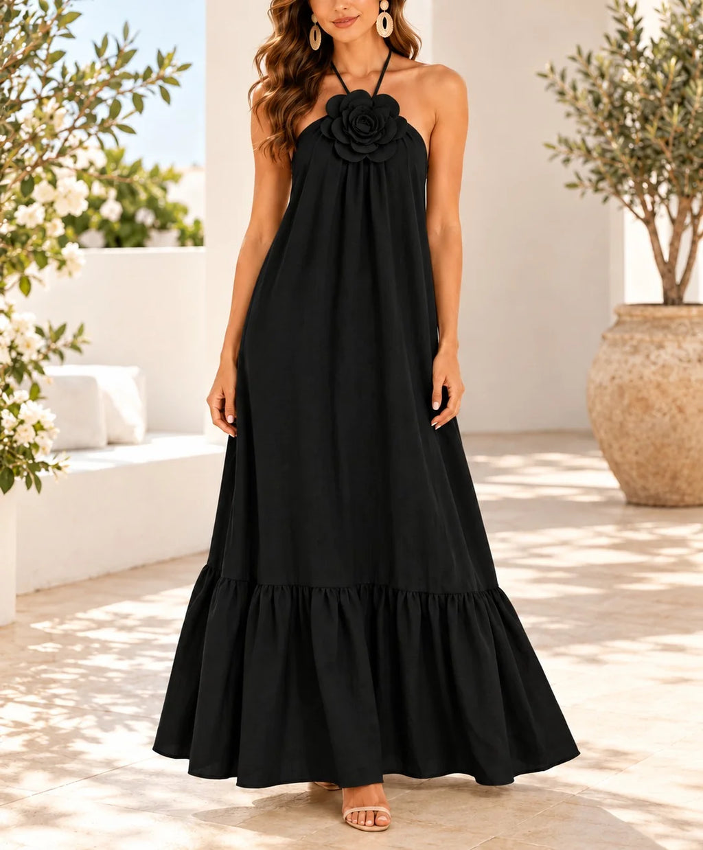 Belle Flower Tie Maxi Dress