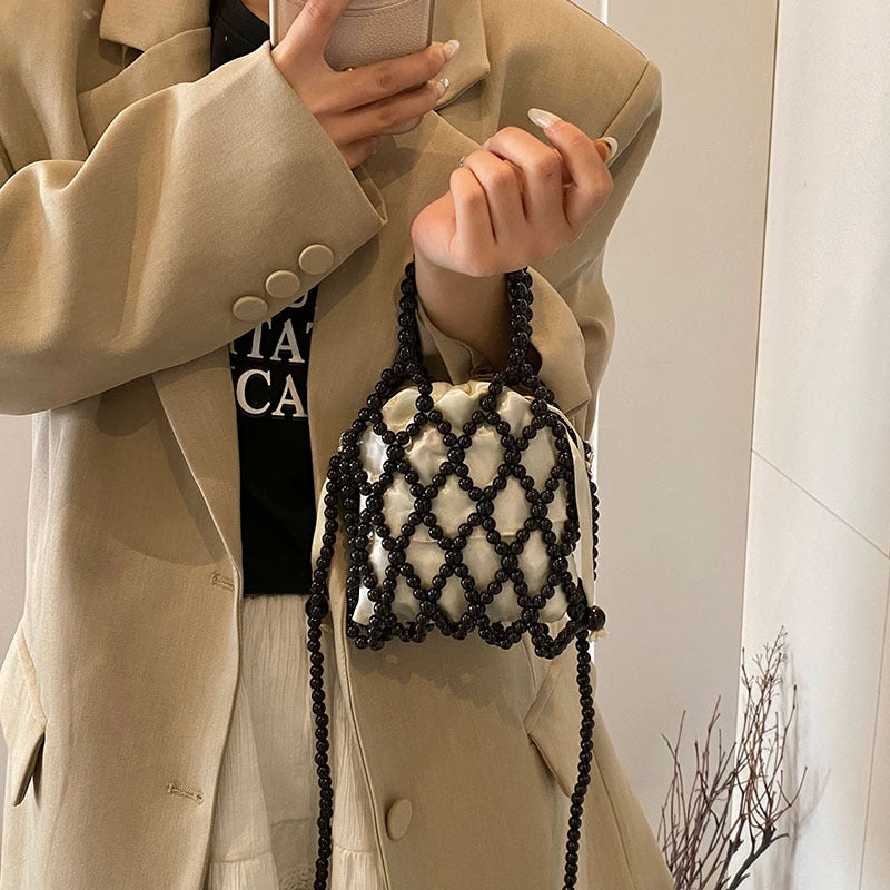 Zoe Beaded Woven Shoulder Handbag