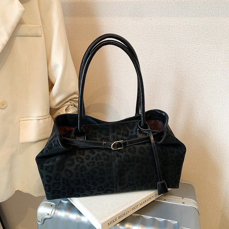 Rumi Retro Leopard Print Canvas Tote Bag
