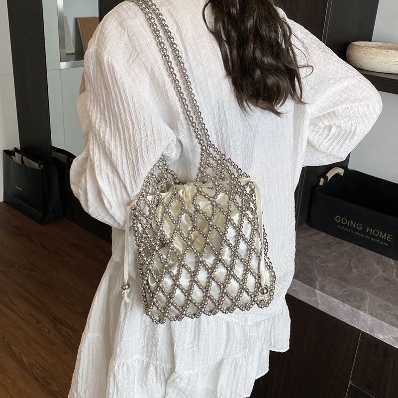 Zoe Beaded Woven Shoulder Handbag