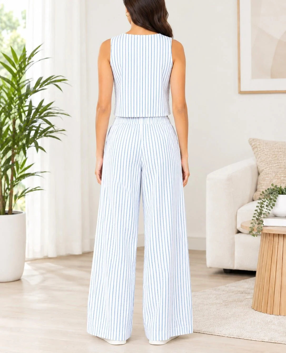 Nina Striped Two Piece Pants Set