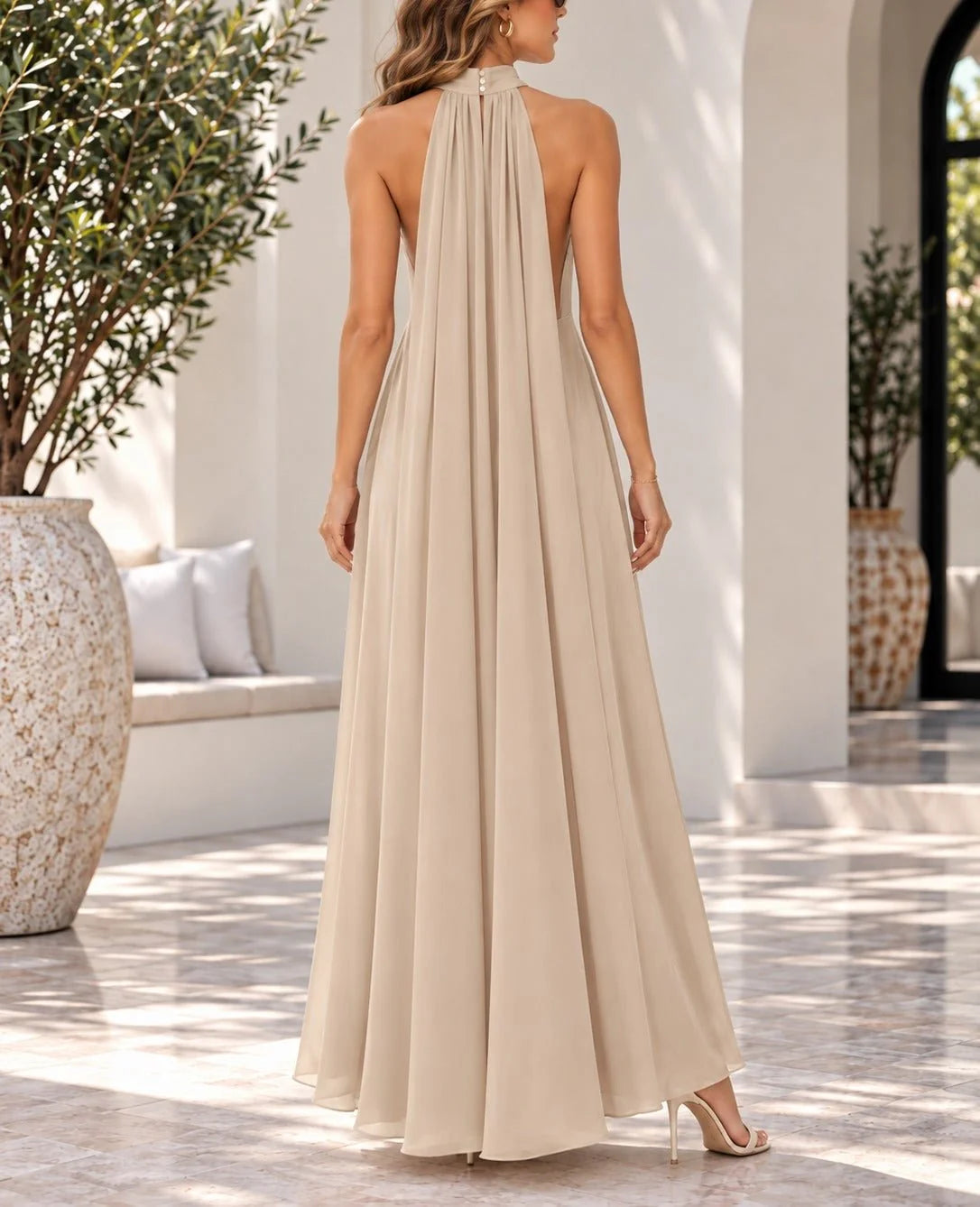 Elle halter neck maxi dress