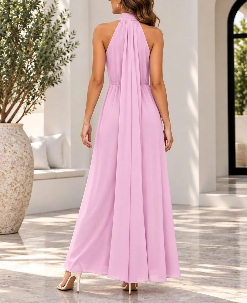Elle halter neck maxi dress