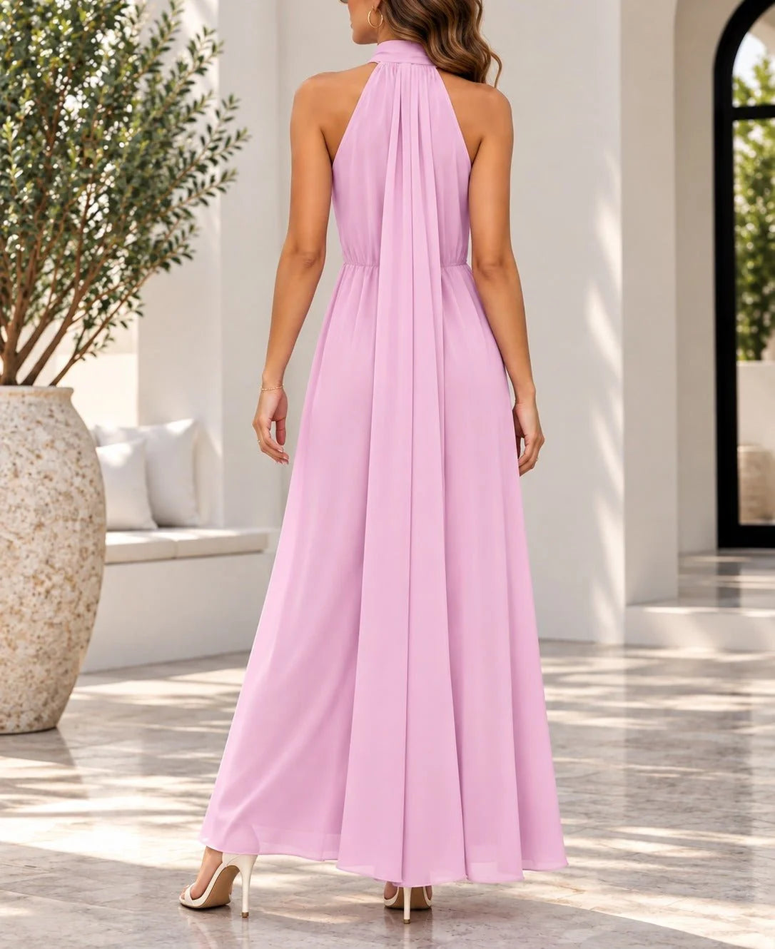 Elle halter neck maxi dress