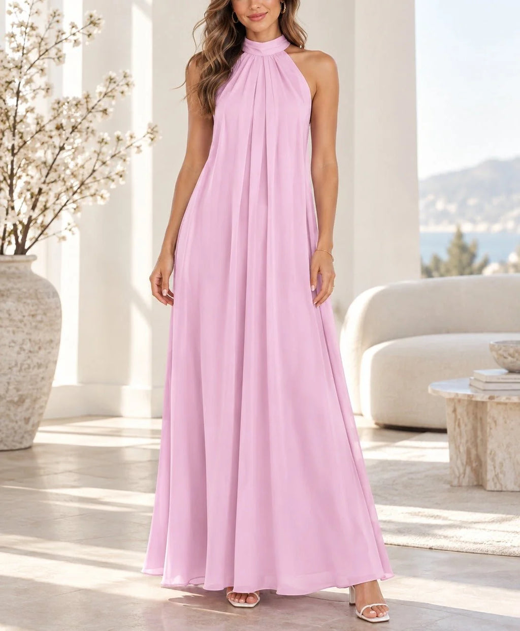 Elle halter neck maxi dress