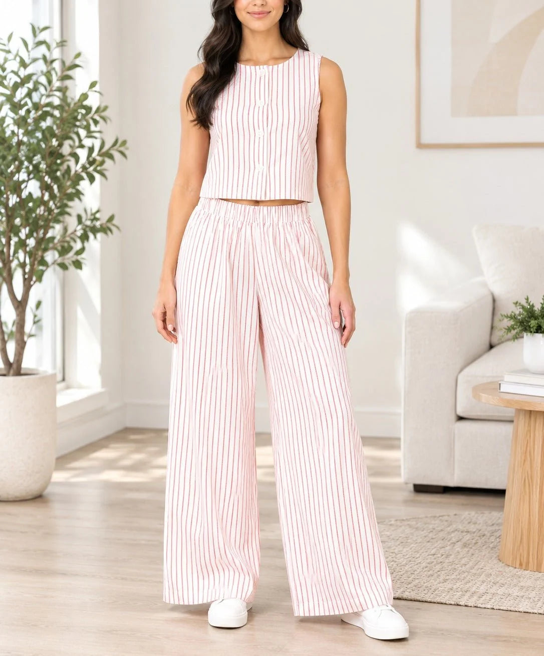 Nina Striped Two Piece Pants Set