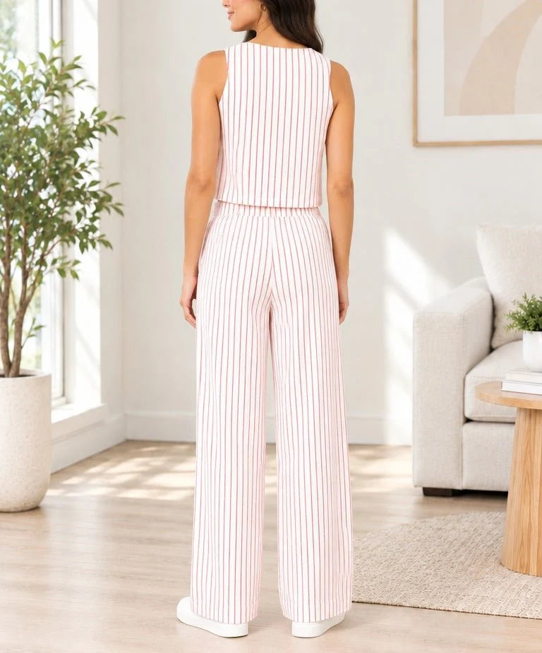 Nina Striped Two Piece Pants Set